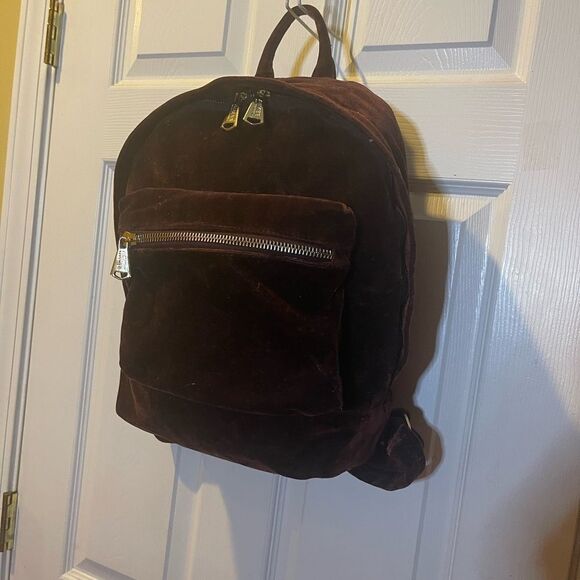 AIMEE KESTENBERG BURGUNDY VELVET  MEDIUM BACKPACK gold tone hardwares main image 12